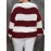 Elegant Color-Block Striped Sweater - Soft 100% Polyester Long Sleeve Pullover with Round Neck, Machine Washable Fall Winter Casual Chic Top