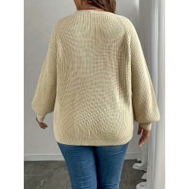 Plus Size - Plus Size - Plus Size Women'S Sweater - Cozy Long Sleeve Pullover with Pattern, Soft Stretchy Fabric, Casual Crew Neck Top for Spring/Fall, Casual Wear Sweater, |casual Style Sweater|stretchy Fabric Sweater