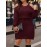 [Elegant Dress] Elegant Plus Size Women's Off-Shoulder Dress | Long Sleeve Round Neck with Waist Tie & Pencil Silhouette, Solid Color Machine Washable Resort Wear for Spring/Fall