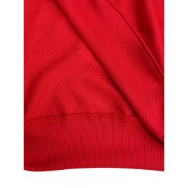 Women's Red joyful Face & Smile Letter Print Sweatshirt - Soft Machine-Washable Polyester Crew Neck Long Sleeve Casual Pullover for Fall Winter, Cozy Everyday Lounge Wear, Comfortable Fit