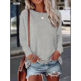 Women's Casual Long Sleeve Crew Neck Graphic T-Shirt - Sun Moon Stars Print with 