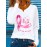 [Breast Cancer Awareness] Women's V-Neck T-Shirt | Pink Ribbon & Butterfly Graphic - 